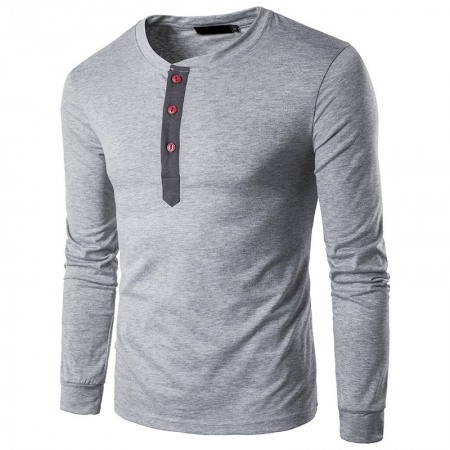 New Men's Long-Sleeved Round Neck Collar T-Shirt Casual Bottoming Shirt